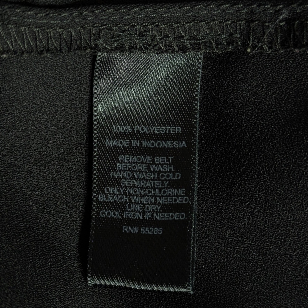 Express Solid Black Long Sleeve Roll Tab Shirtdre… - image 7